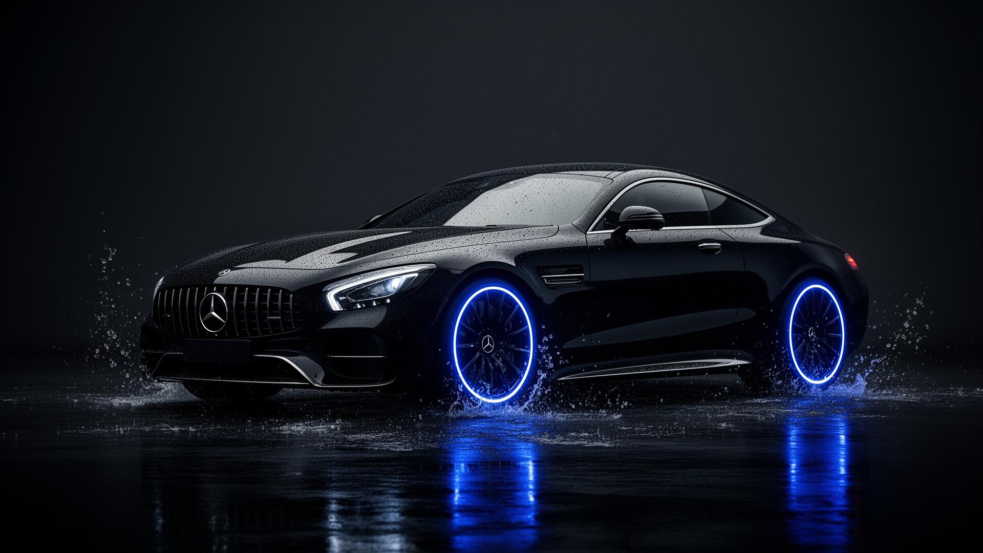 Premium črn avto z modrimi odsevi